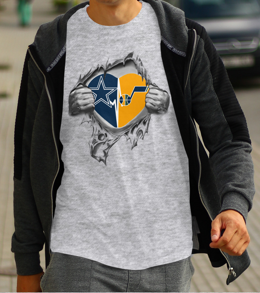 Cowboys Utah Jazz Heart Icon Artwork T-Shirt