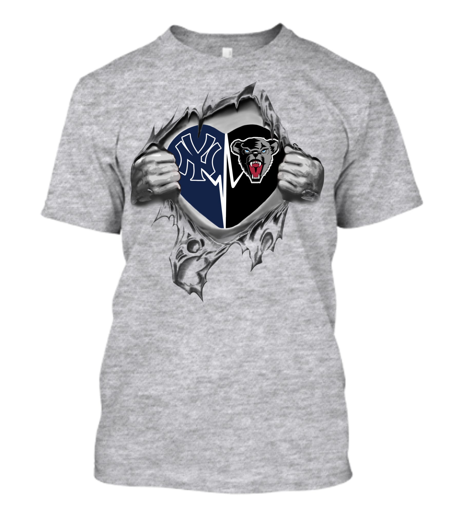 Yankees Maine Black Bears Heart Passion Fusion T-Shirt