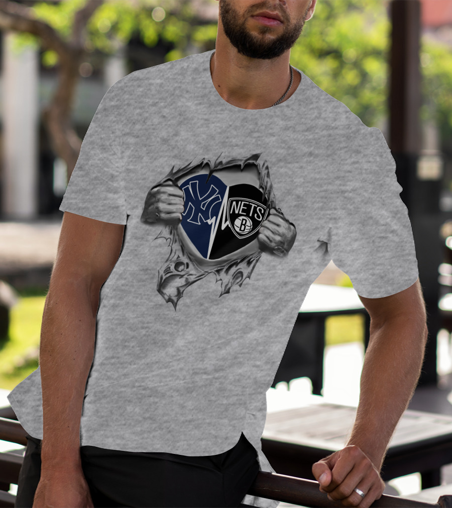 Yankees Brooklyn Nets Heart T-Shirt