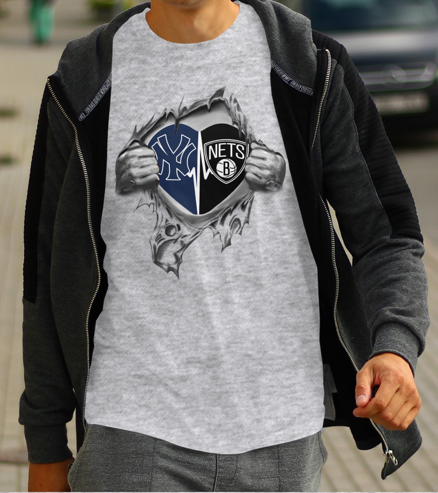 Yankees Brooklyn Nets Heart T-Shirt