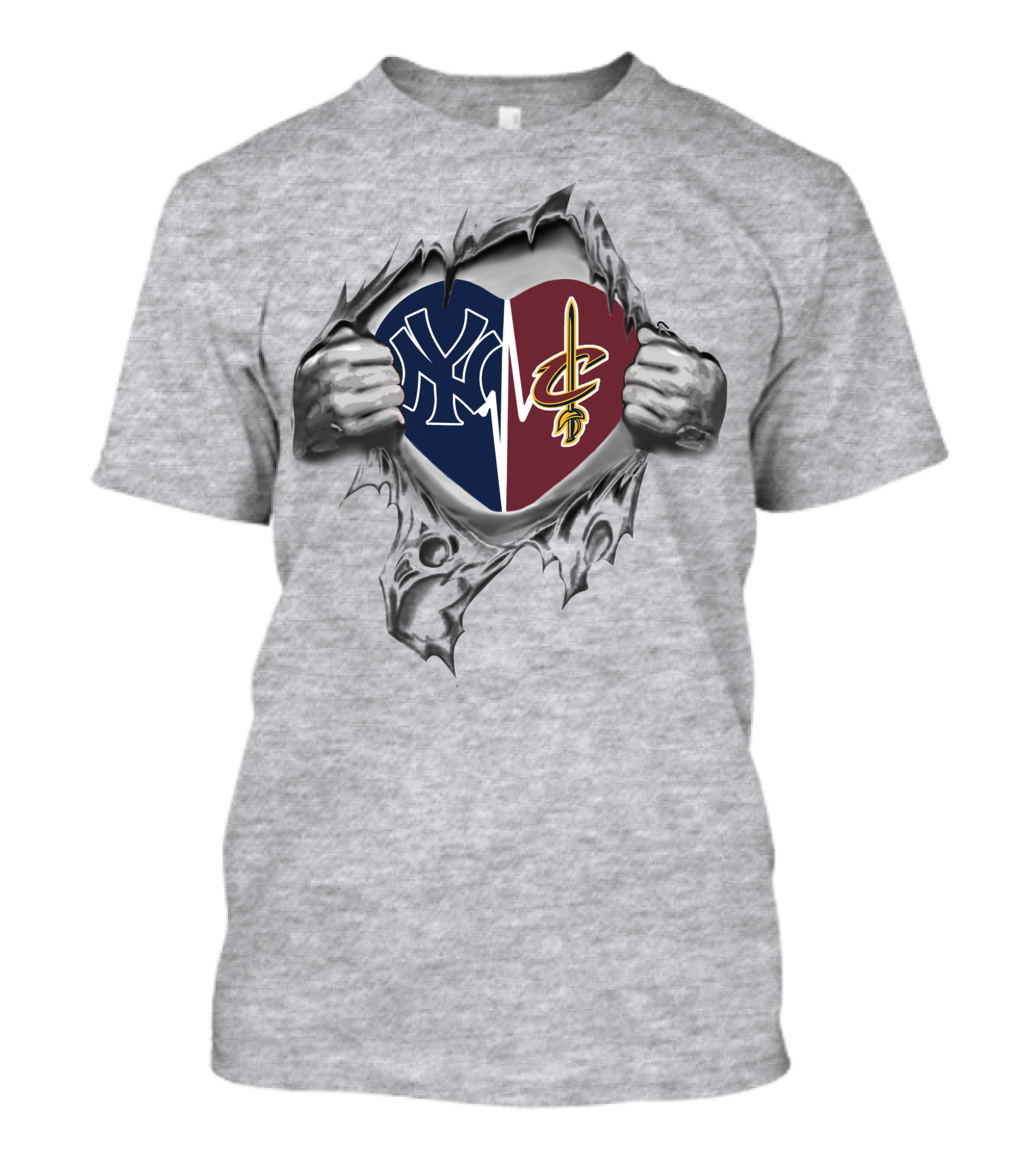 Yankees Cleveland Cavaliers Heart T-Shirt