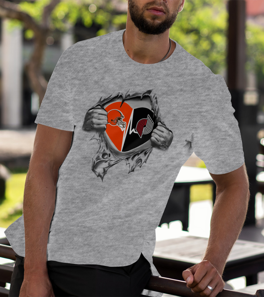 Cleveland Browns Portland Trail Blazers Heart T-Shirt