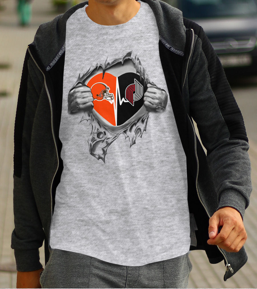 Cleveland Browns Portland Trail Blazers Heart T-Shirt