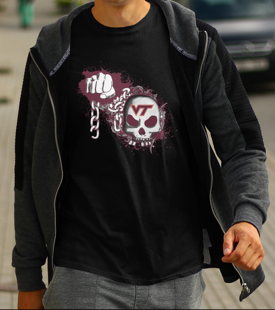 Virginia Tech Hokies Vt Skull And Chain T-Shirt