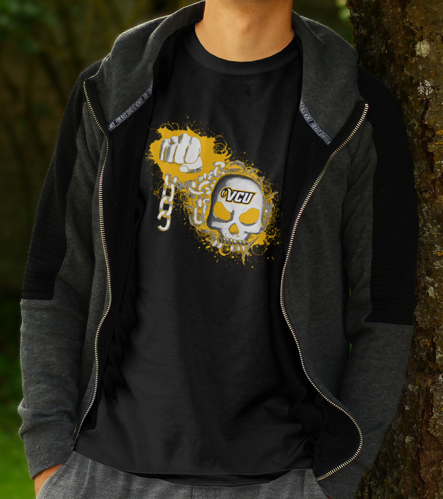 Vcu Rams Skull And Chains Fist T-Shirt