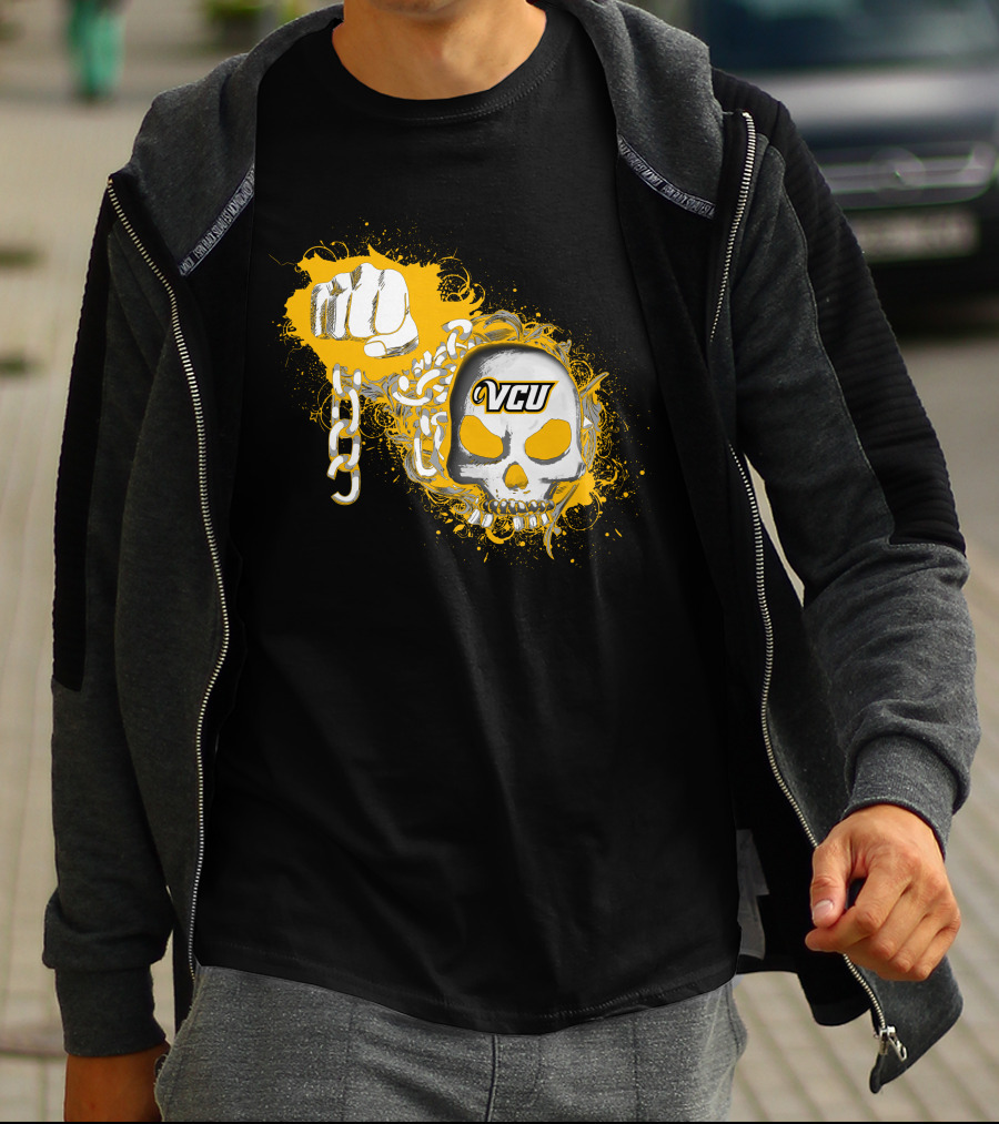 Vcu Rams Skull And Chains Fist T-Shirt
