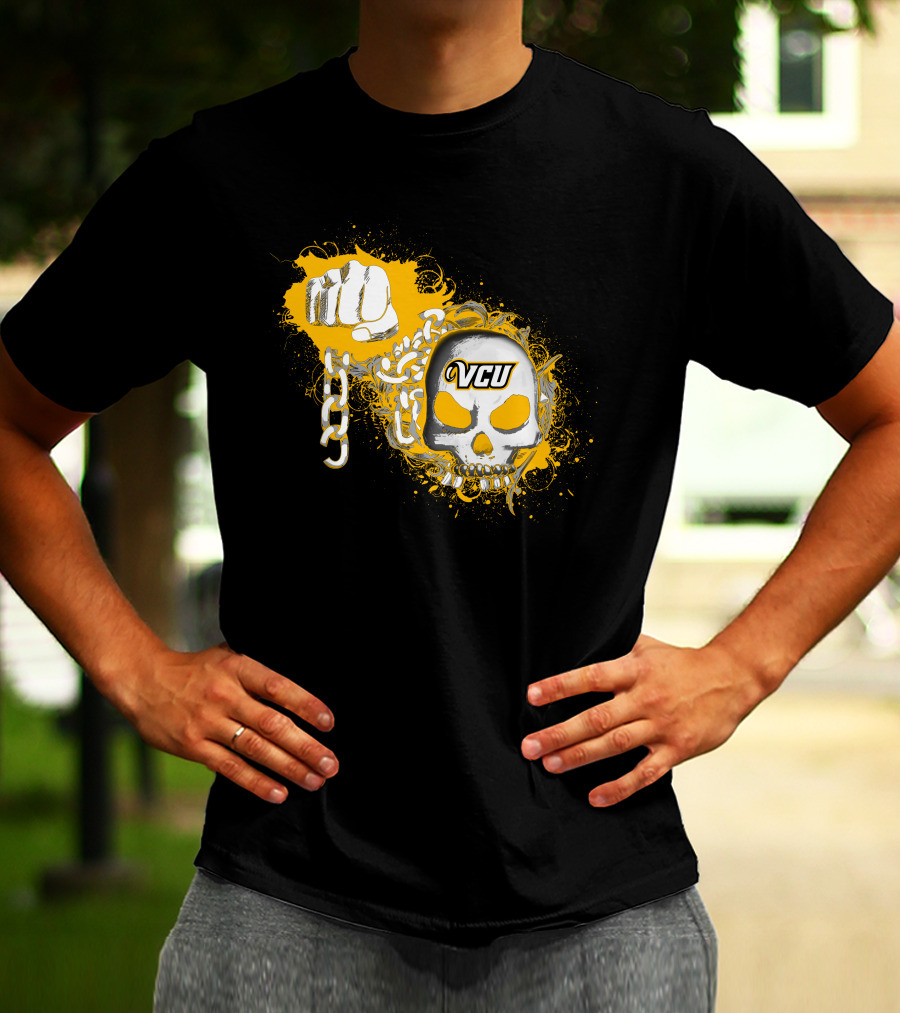 Vcu Rams Skull And Chains Fist T-Shirt