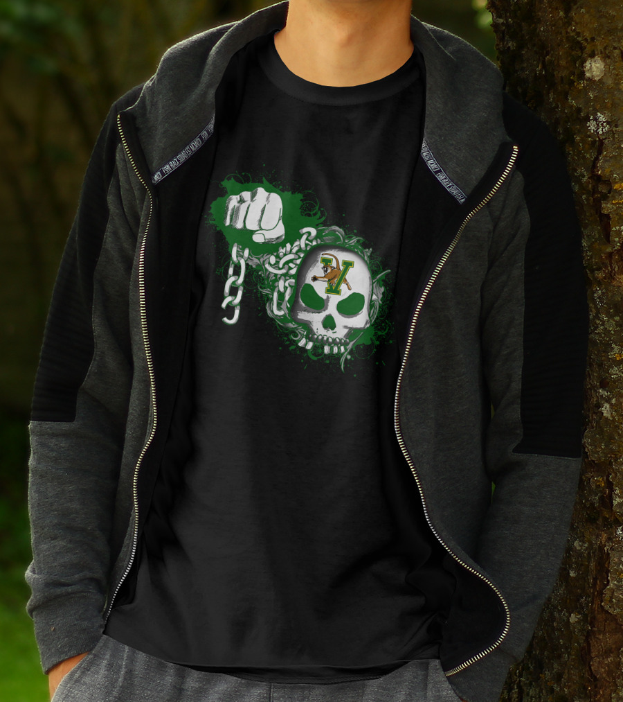 Vermont Catamounts Skull Fist And Chains T-Shirt