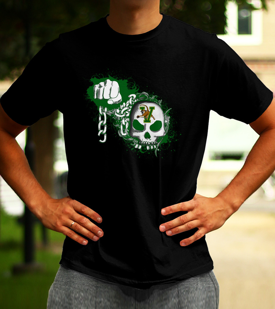 Vermont Catamounts Skull Fist And Chains T-Shirt