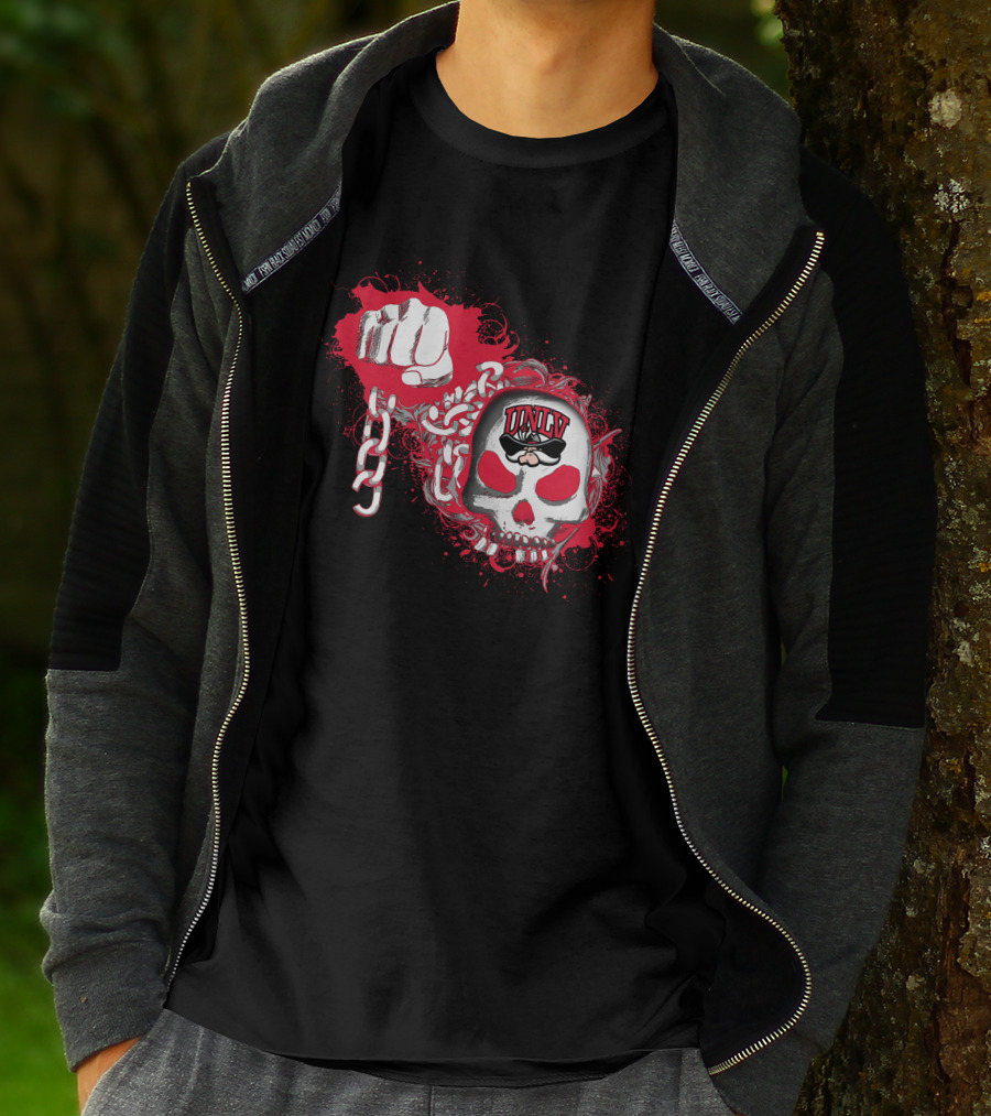 Unlv Rebels Skull And Chains With Fist T-Shirt