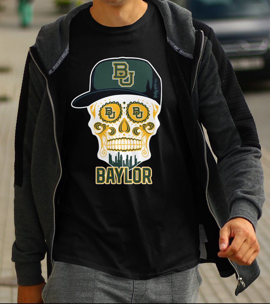 Baylor Bears Skull Bu Hat Retro T-Shirt
