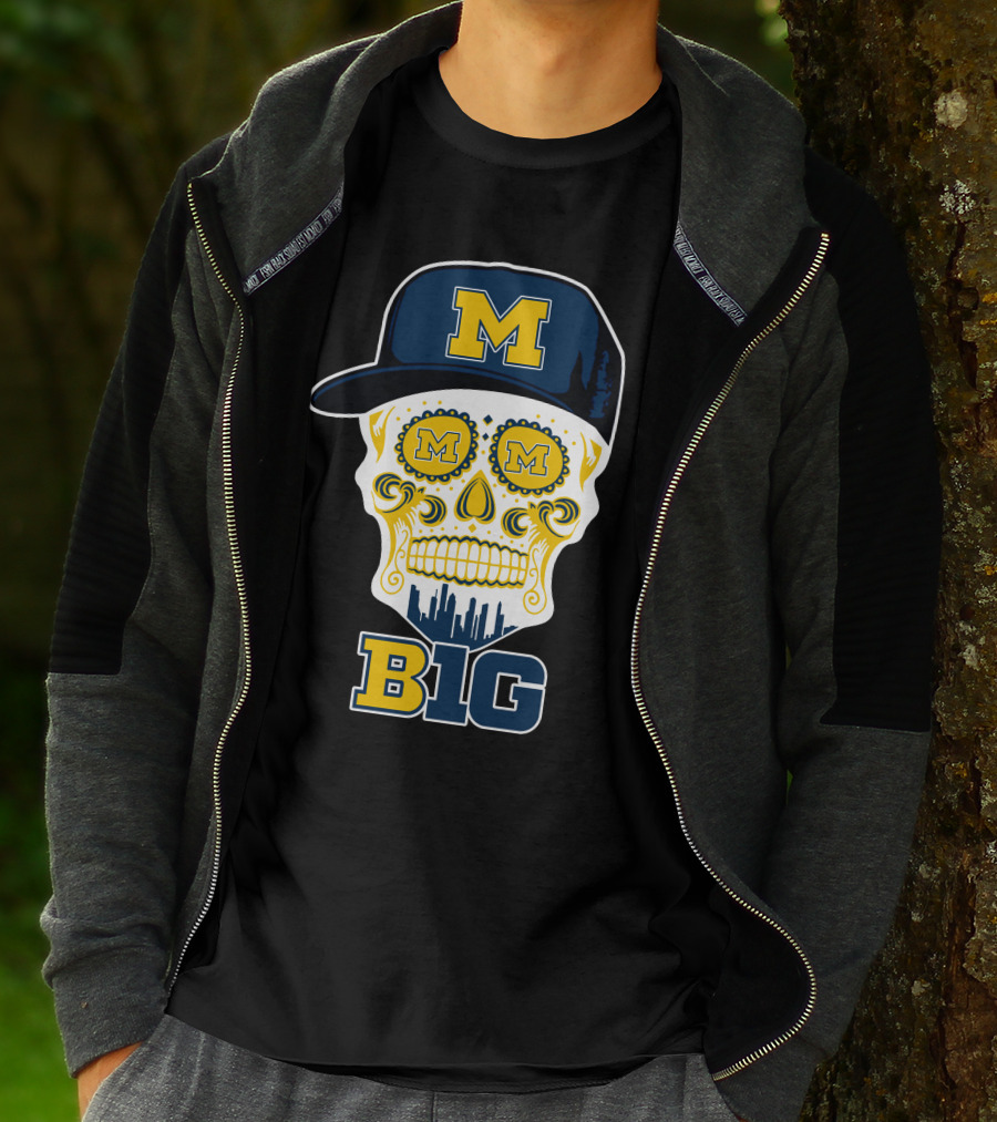 Michigan Wolverines Big Ten Skull Cap T-Shirt