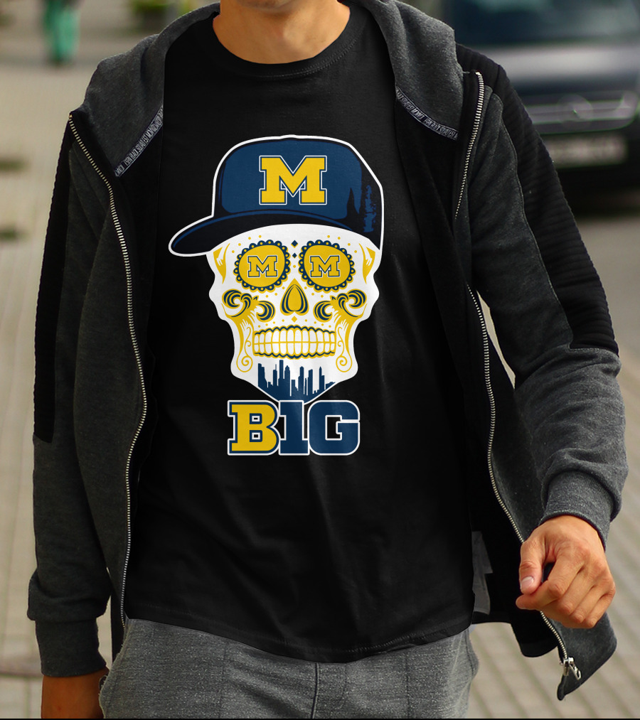 Michigan Wolverines Big Ten Skull Cap T-Shirt