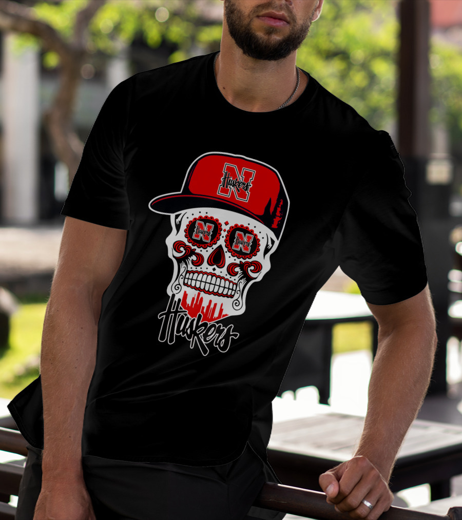 Nebraska Huskers Skull Hat Funny T-Shirt