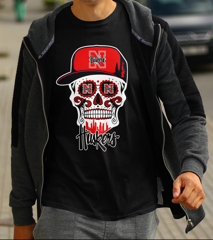 Nebraska Huskers Skull Hat Funny T-Shirt