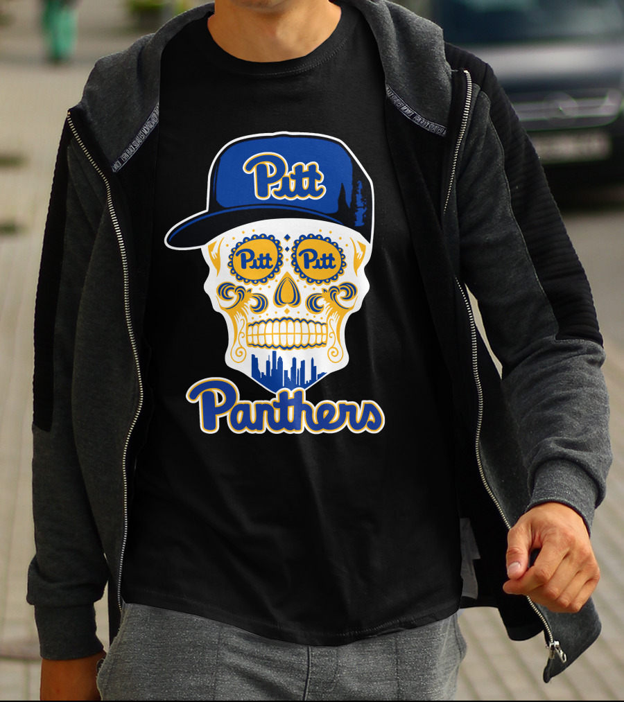 Pitt Panthers Skull With Hat Fun T-Shirt