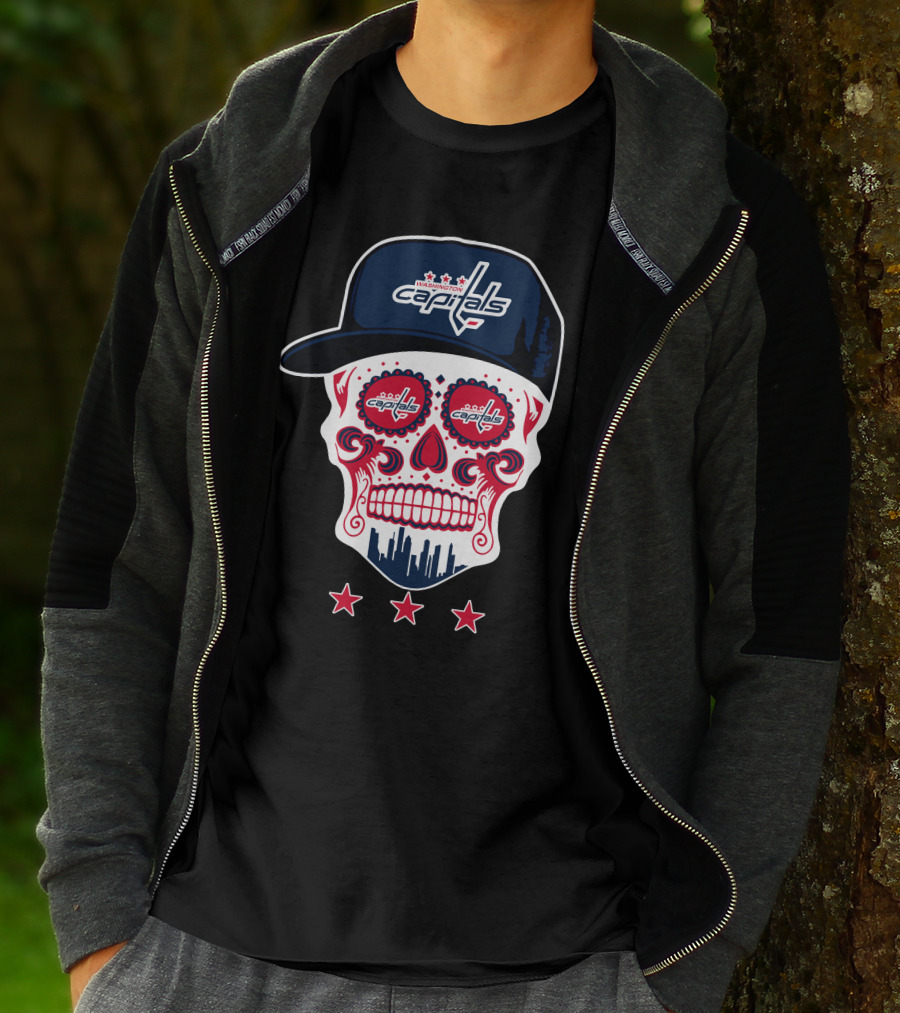 Washington Capitals Skull Design Playful Hockey Team T-Shirt