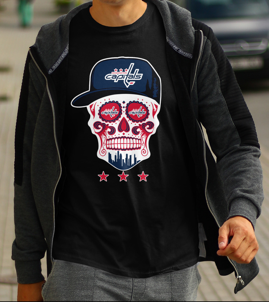 Washington Capitals Skull Design Playful Hockey Team T-Shirt