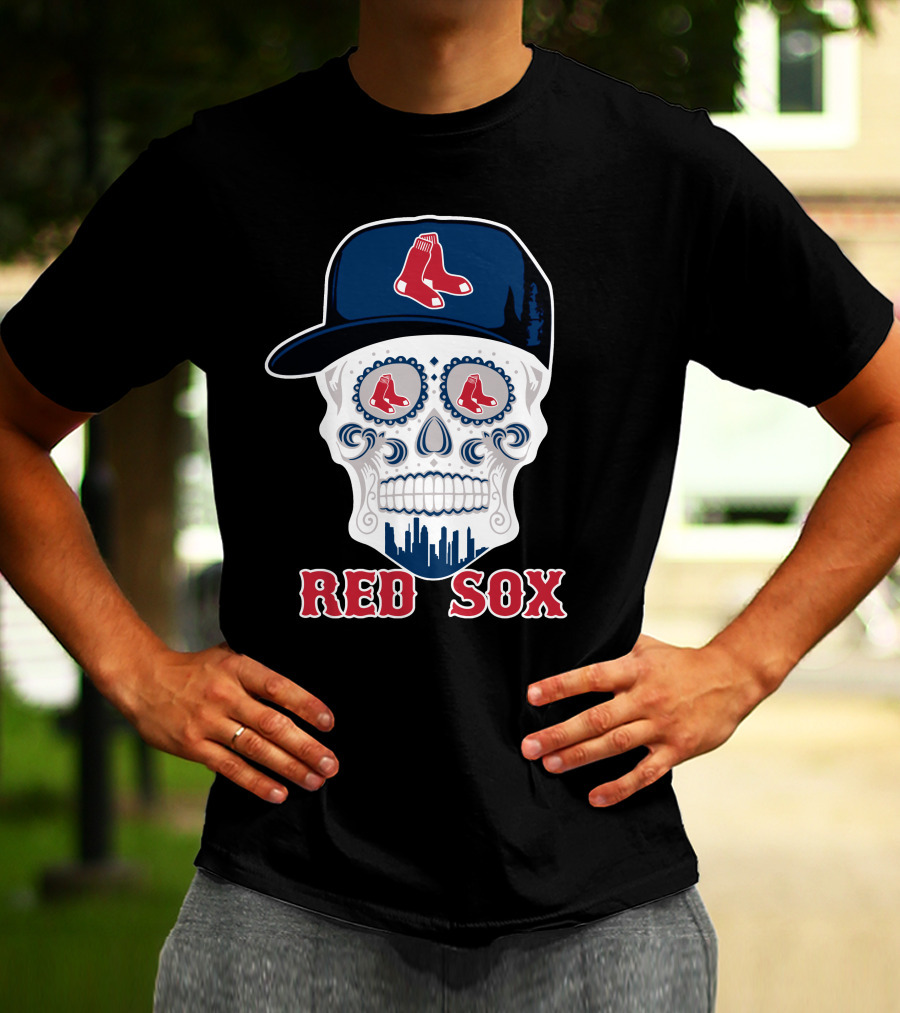 Boston Red Sox Skull With Hat T-Shirt