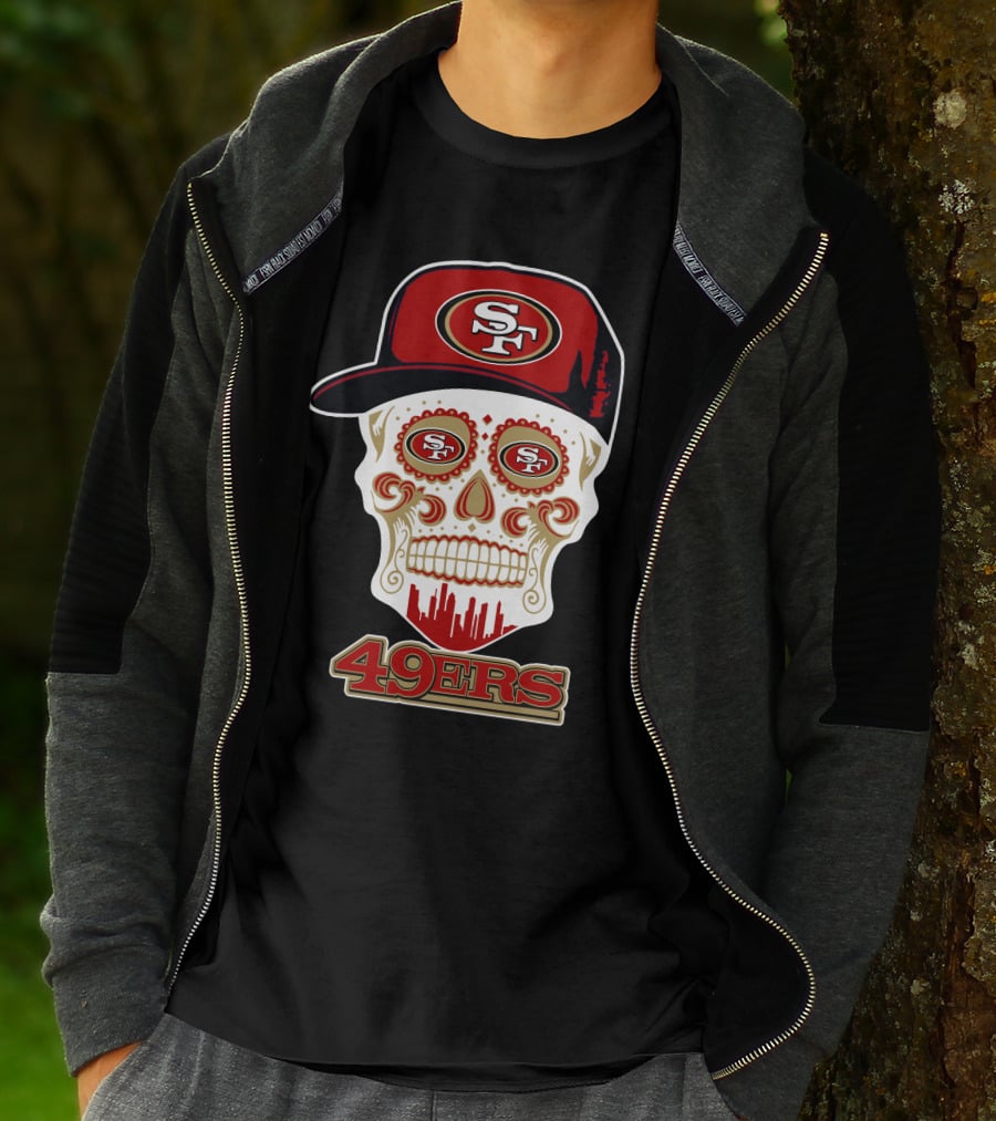 Sf 49ers Skull With Cap 49ers T-Shirt