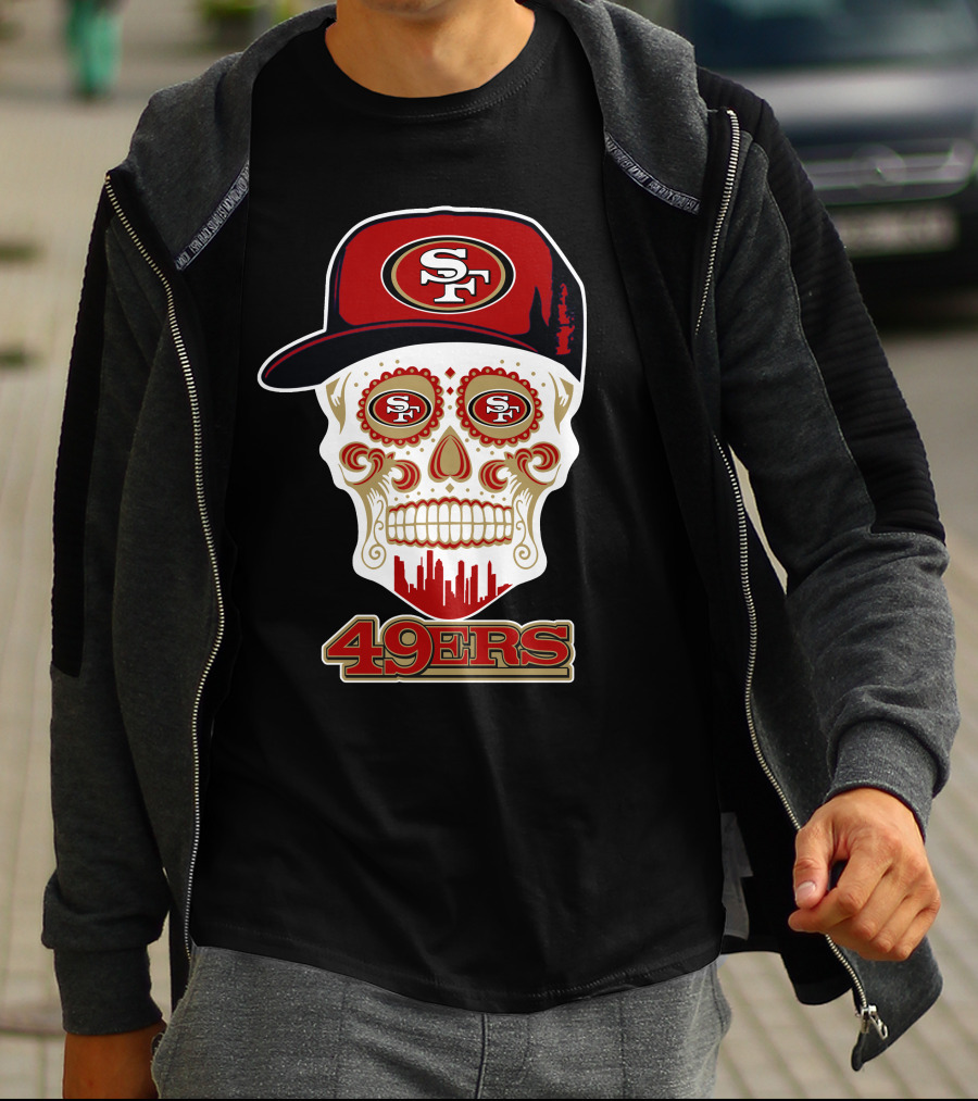 Sf 49ers Skull With Cap 49ers T-Shirt