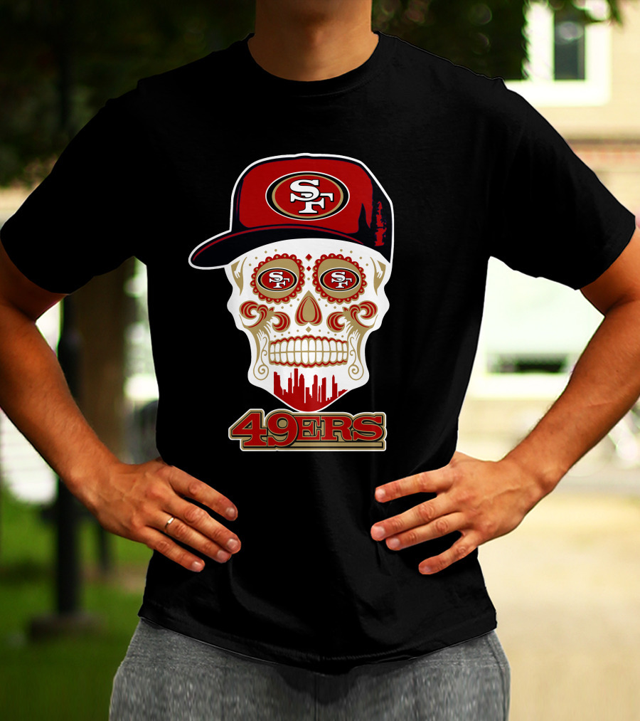 Sf 49ers Skull With Cap 49ers T-Shirt