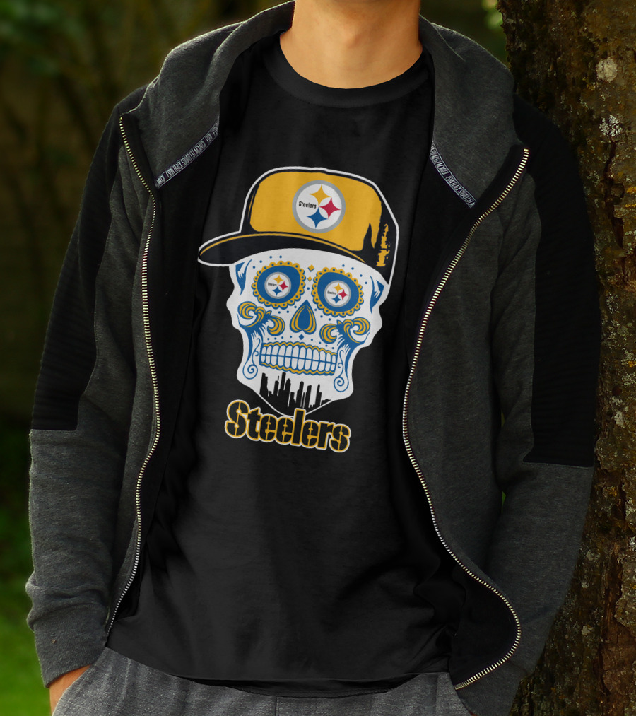 Pittsburgh Steelers Skull City Skyline Snapback T-Shirt