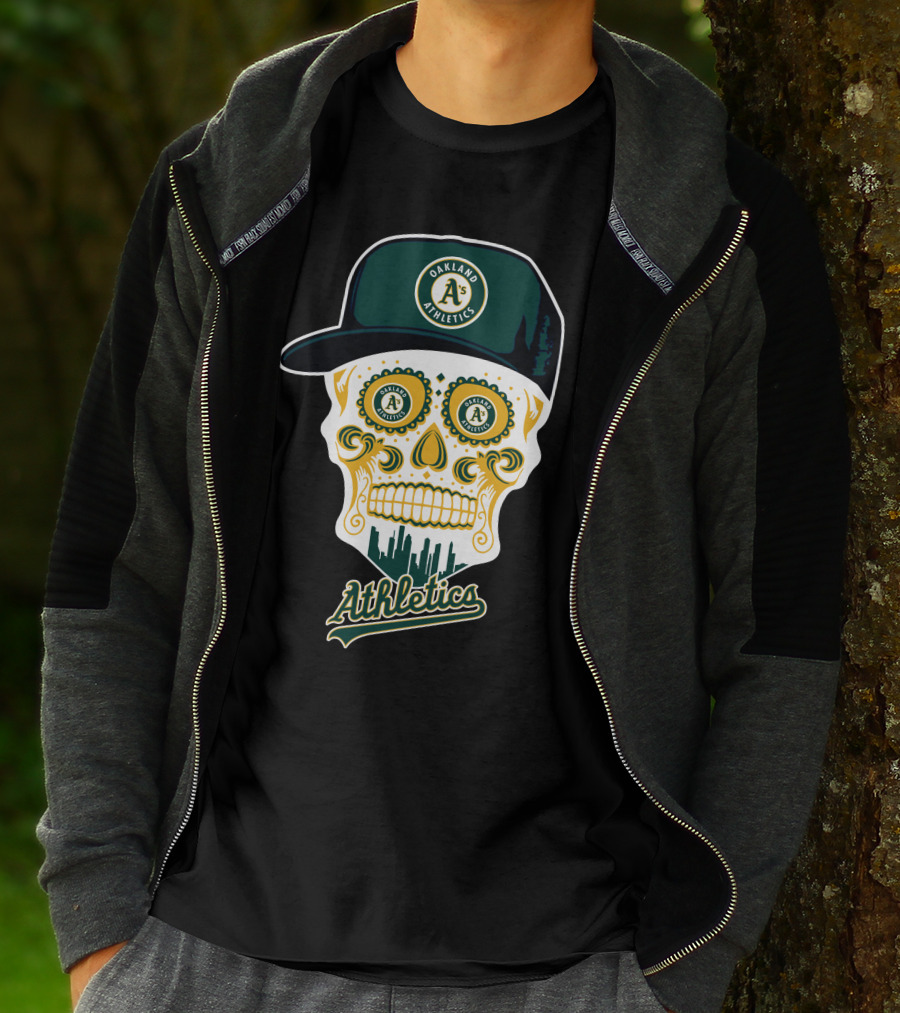 Oakland Athletics A's Skull Cityscape Funny T-Shirt