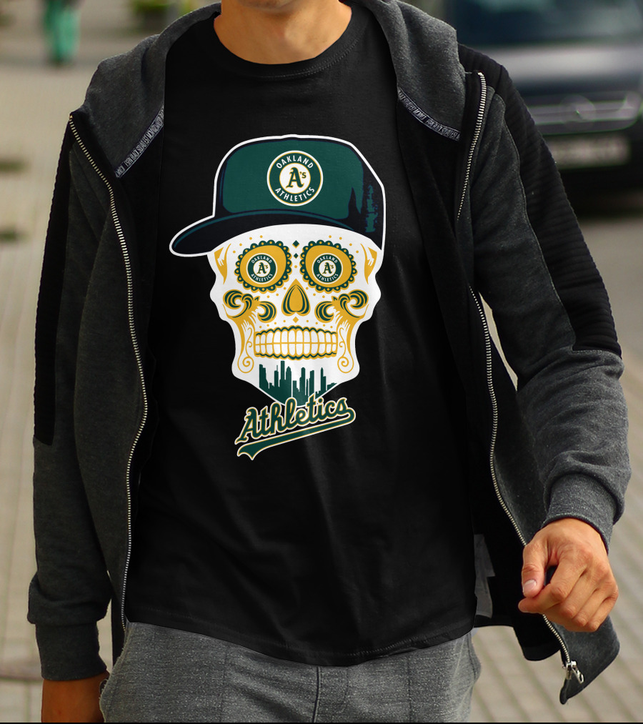 Oakland Athletics A's Skull Cityscape Funny T-Shirt