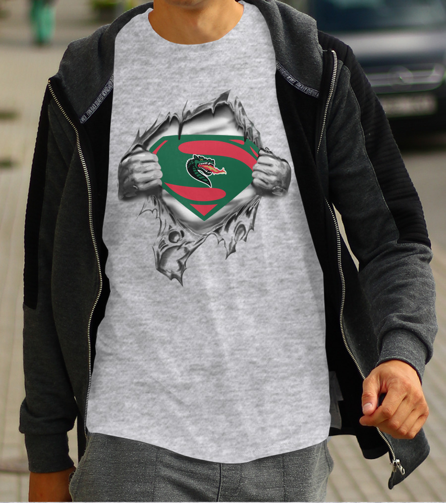 Uab Blazers Superman Logo Dragon Emblem Tear T-Shirt