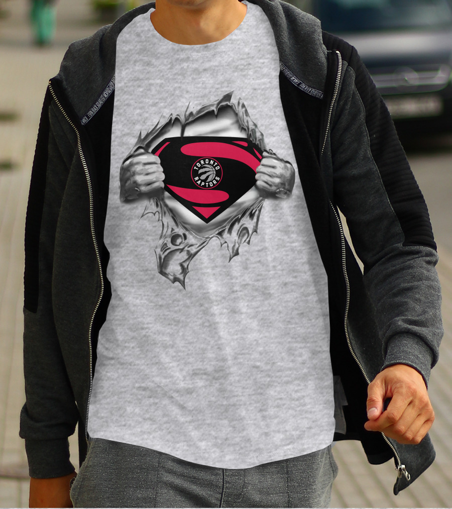 Toronto Raptors Superman Logo Rip Through T-Shirt