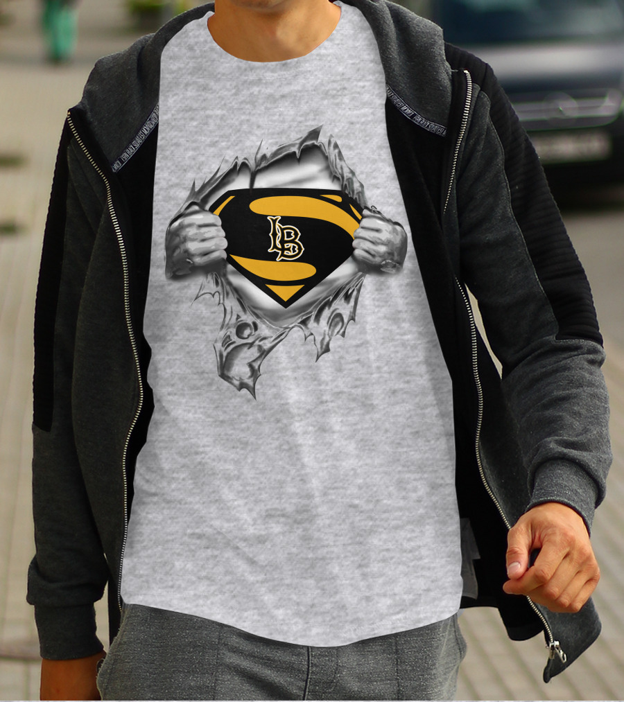 Long Beach Superman 49ers Lb Logo Inside Superman T-Shirt