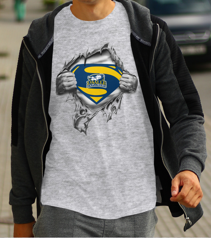 La Salle Explorers Superman Shield With Torn Metal Effect T-Shirt
