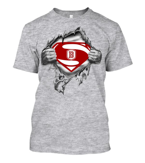 Bradley Braves Superman Logo With Torn Shirt Effect T-Shirt