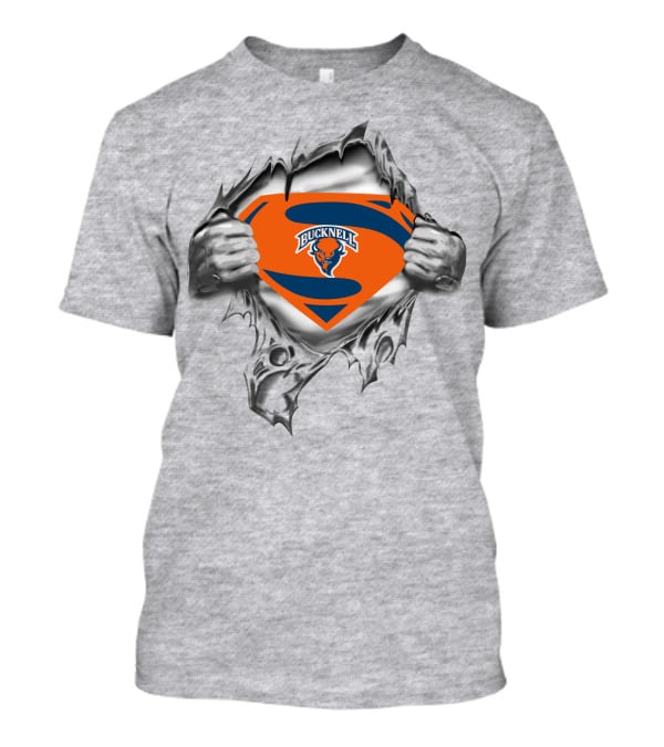 Bucknell Bison Superman Logo 196 Silver Hands Tearing T-Shirt