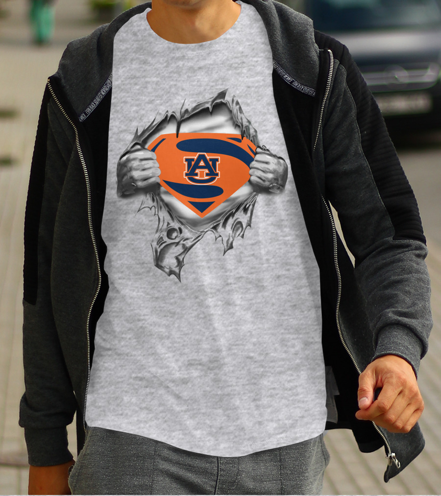 Auburn Tigers Superman Logo Tearing T-Shirt