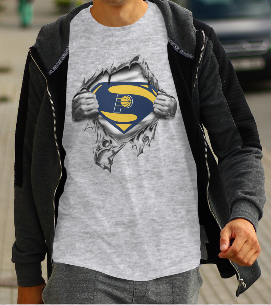 Indiana Pacers Superman Logo Basketball Hero 80S Style T-Shirt