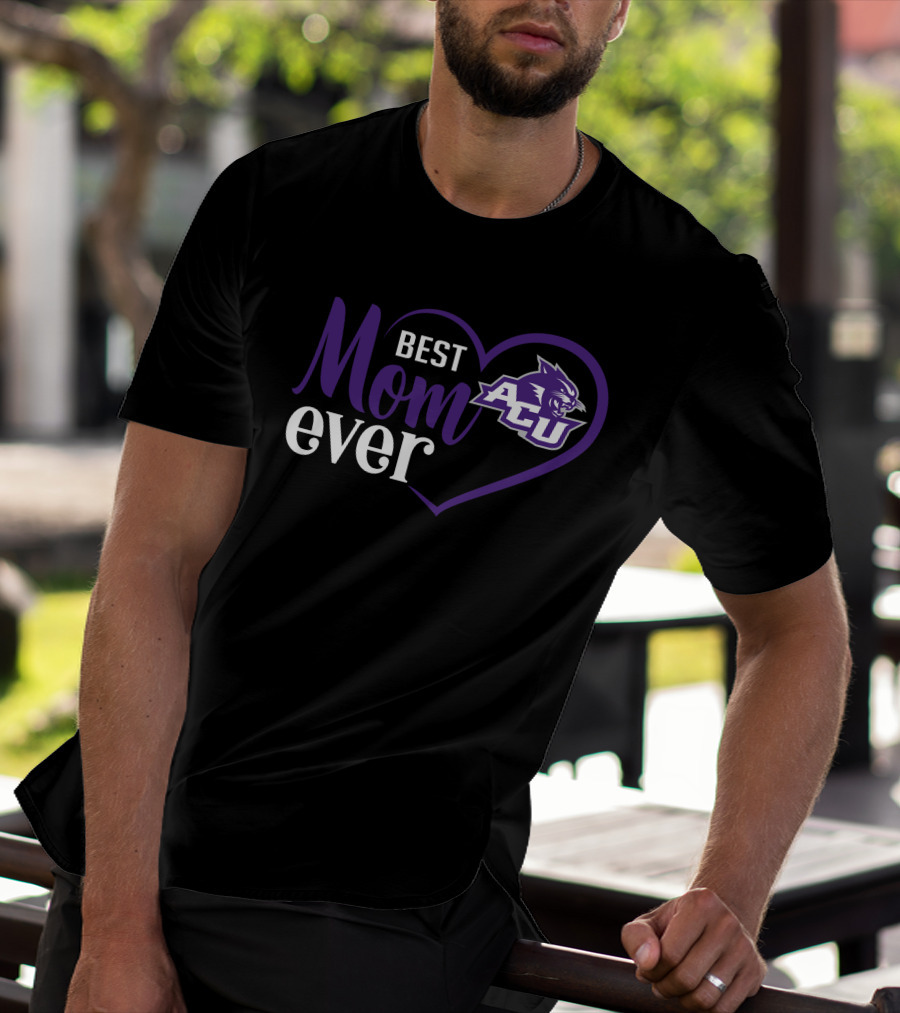 Abilene Christian Wildcats Acu Best Mom Ever Heart T-Shirt