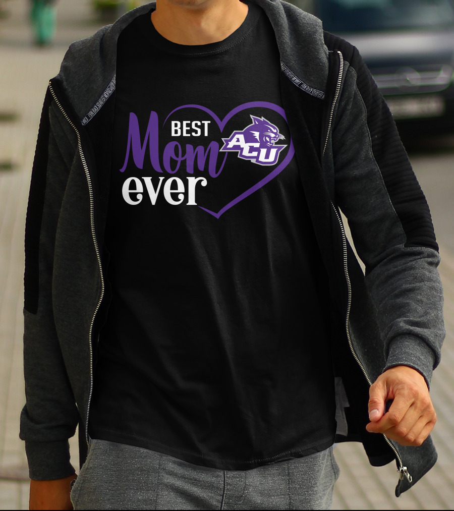 Abilene Christian Wildcats Acu Best Mom Ever Heart T-Shirt