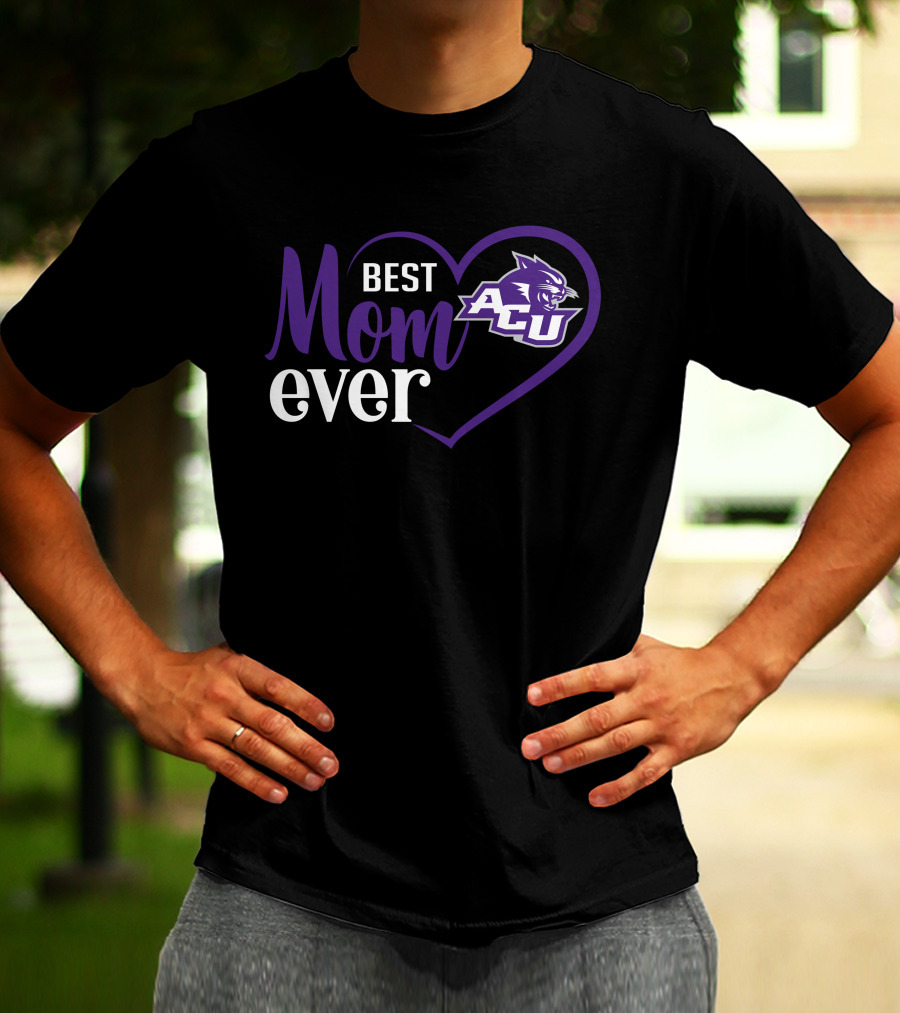 Abilene Christian Wildcats Acu Best Mom Ever Heart T-Shirt