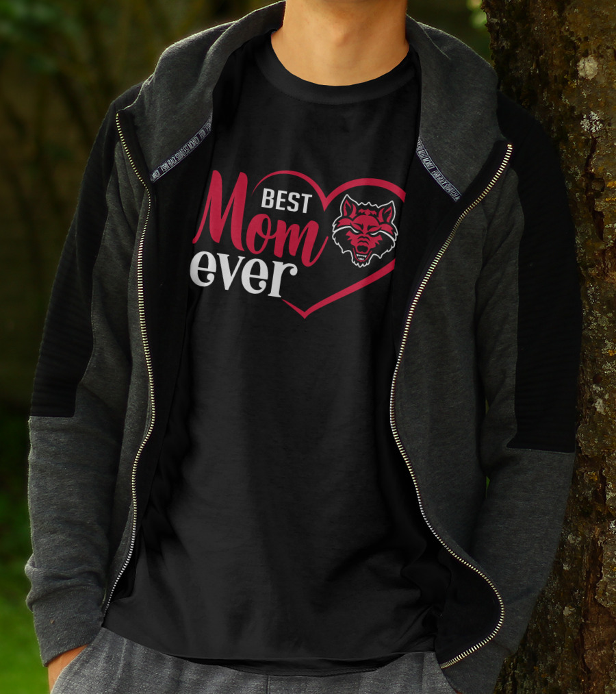 Arkansas State Red Wolves Best Mom Ever Heart T-Shirt