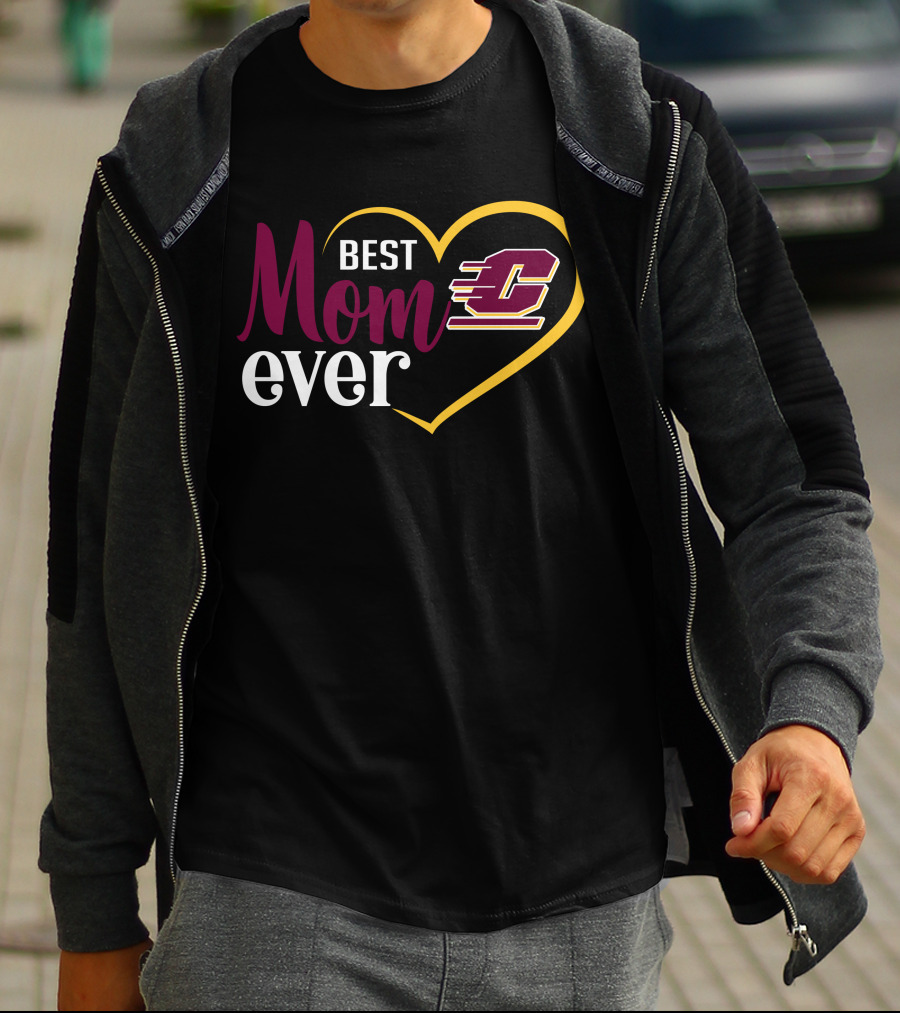 Central Michigan Chippewas Best Mom Ever Heart T-Shirt
