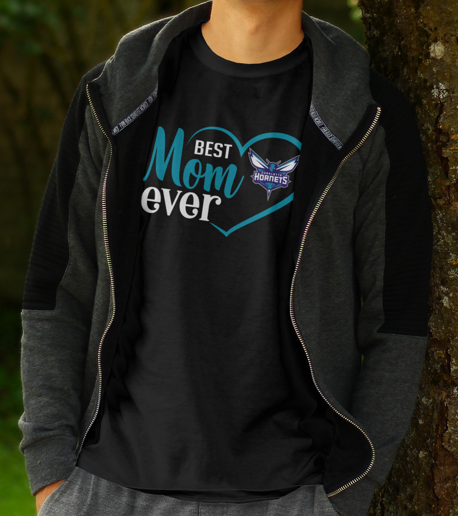 Charlotte Hornets Best Mom Ever Heart T-Shirt