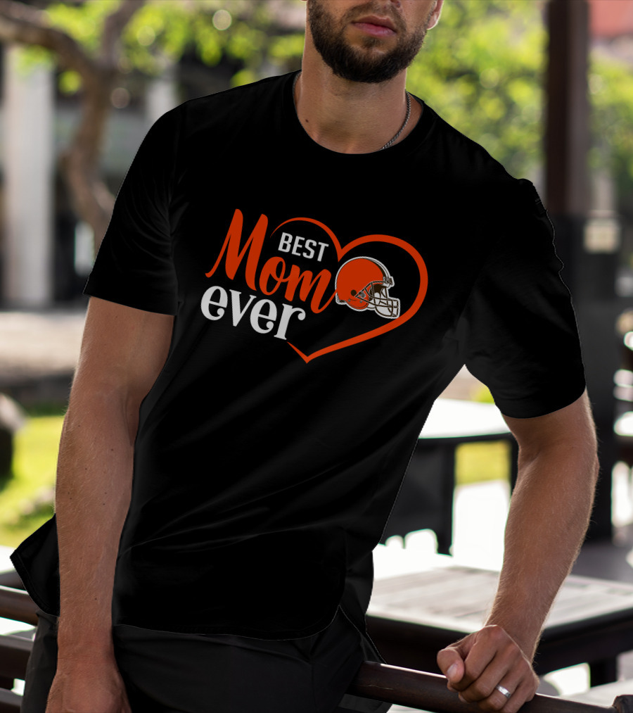 Cleveland Browns Best Mom Ever Heart Helmet T-Shirt