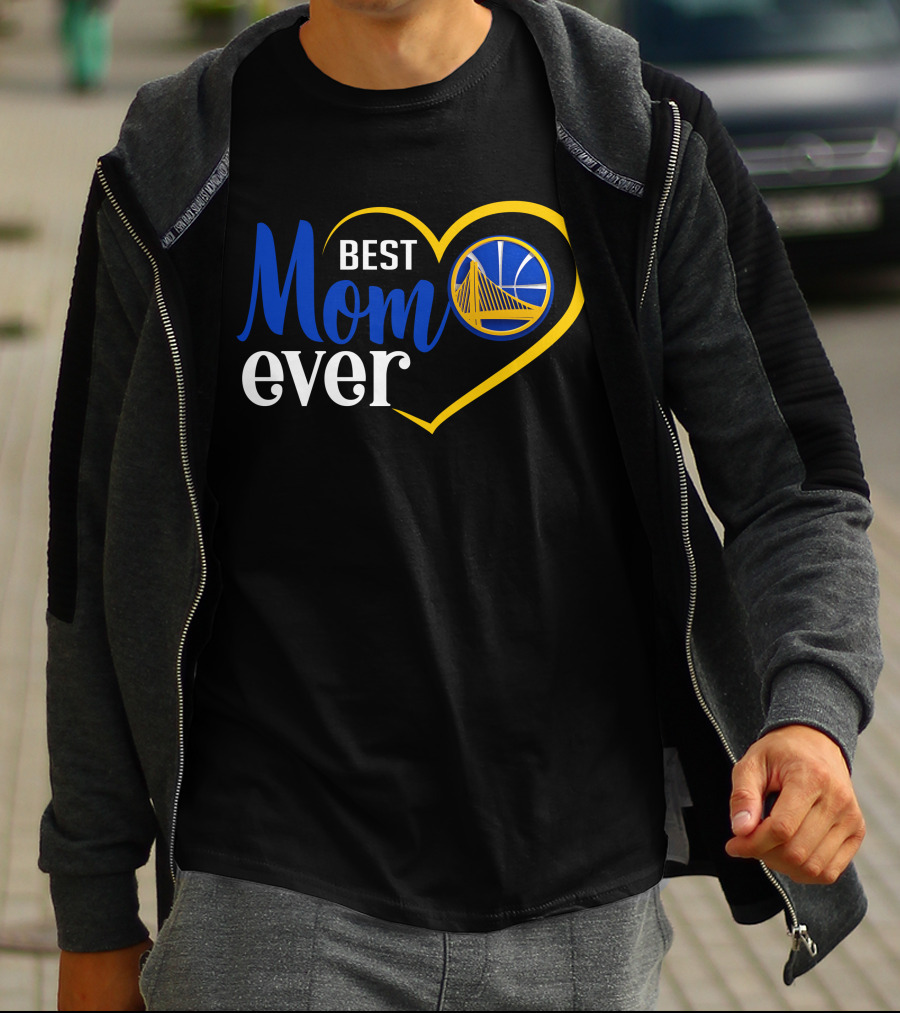 Golden State Warriors Best Mom Ever Heart And Basketball T-Shirt