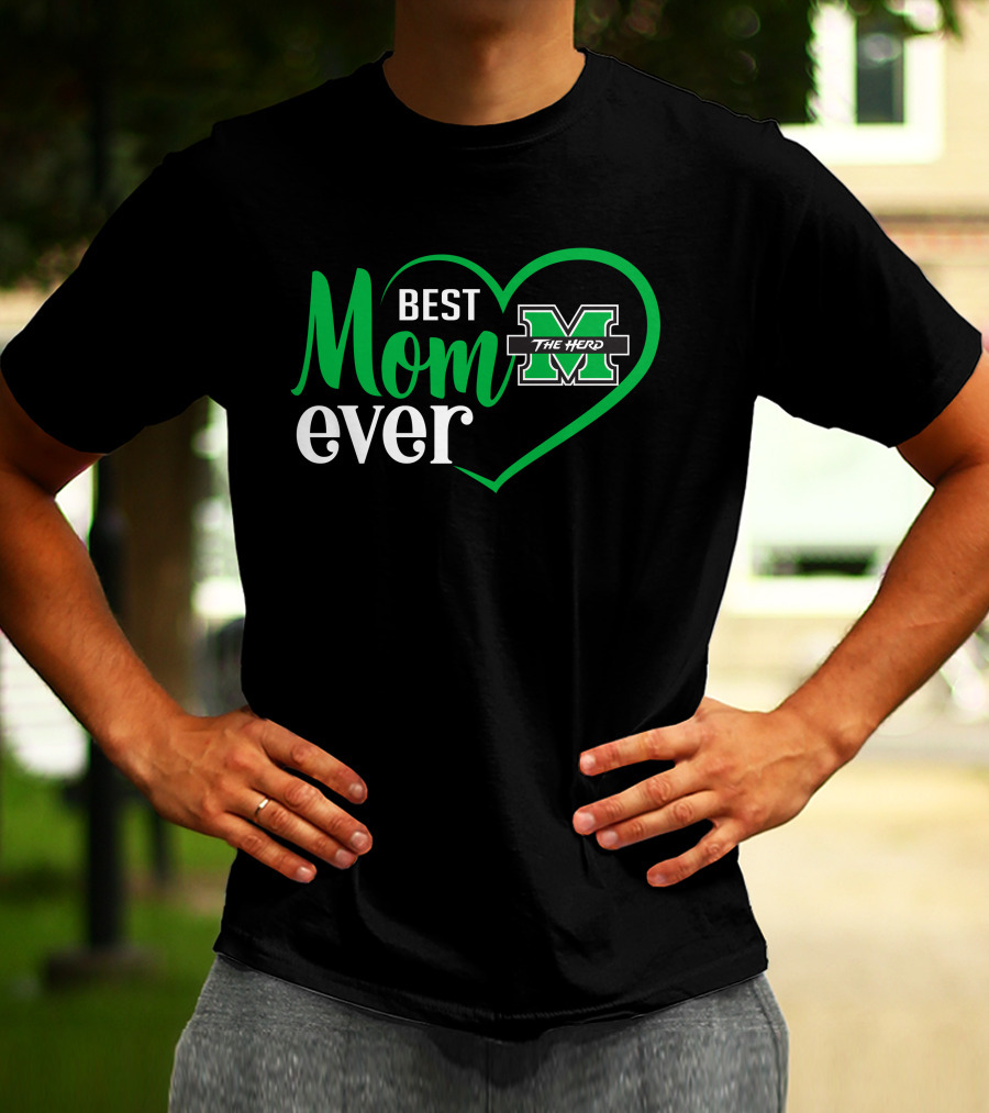Marshall Thundering Herd Best Mom Ever Heart T-Shirt
