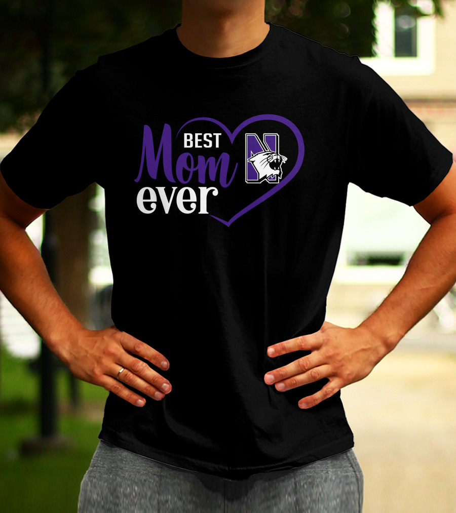 Northwestern Wildcats Best Mom Ever Heart T-Shirt