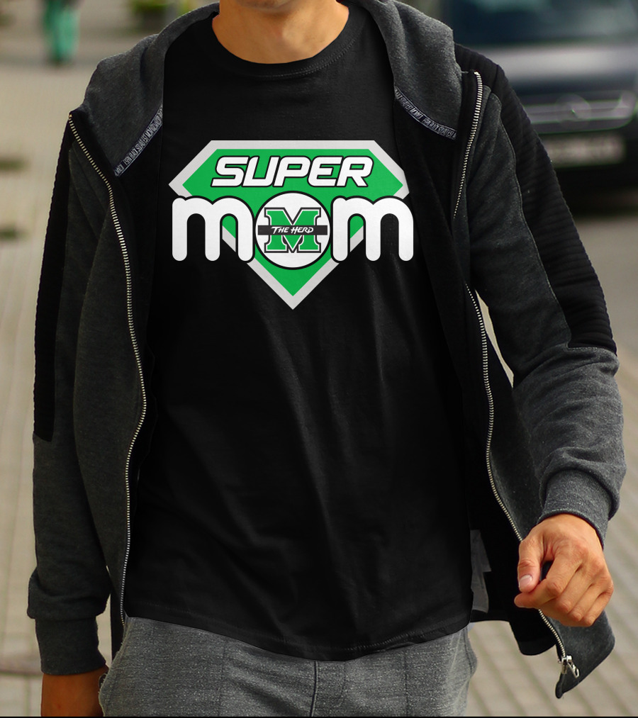 Marshall Thundering Herd Super Mom Logo With The Herd T-Shirt