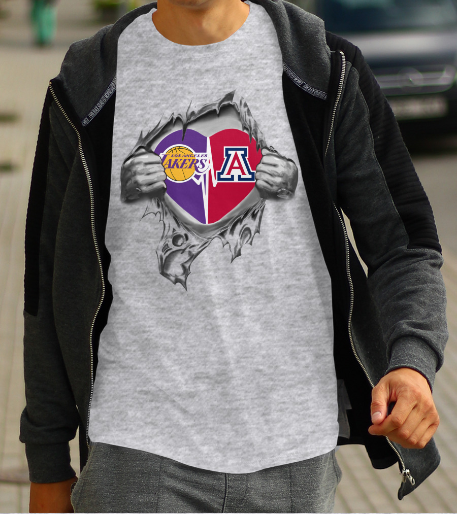 Los Angeles Lakers Arizona Wildcats Heart Fusion T-Shirt