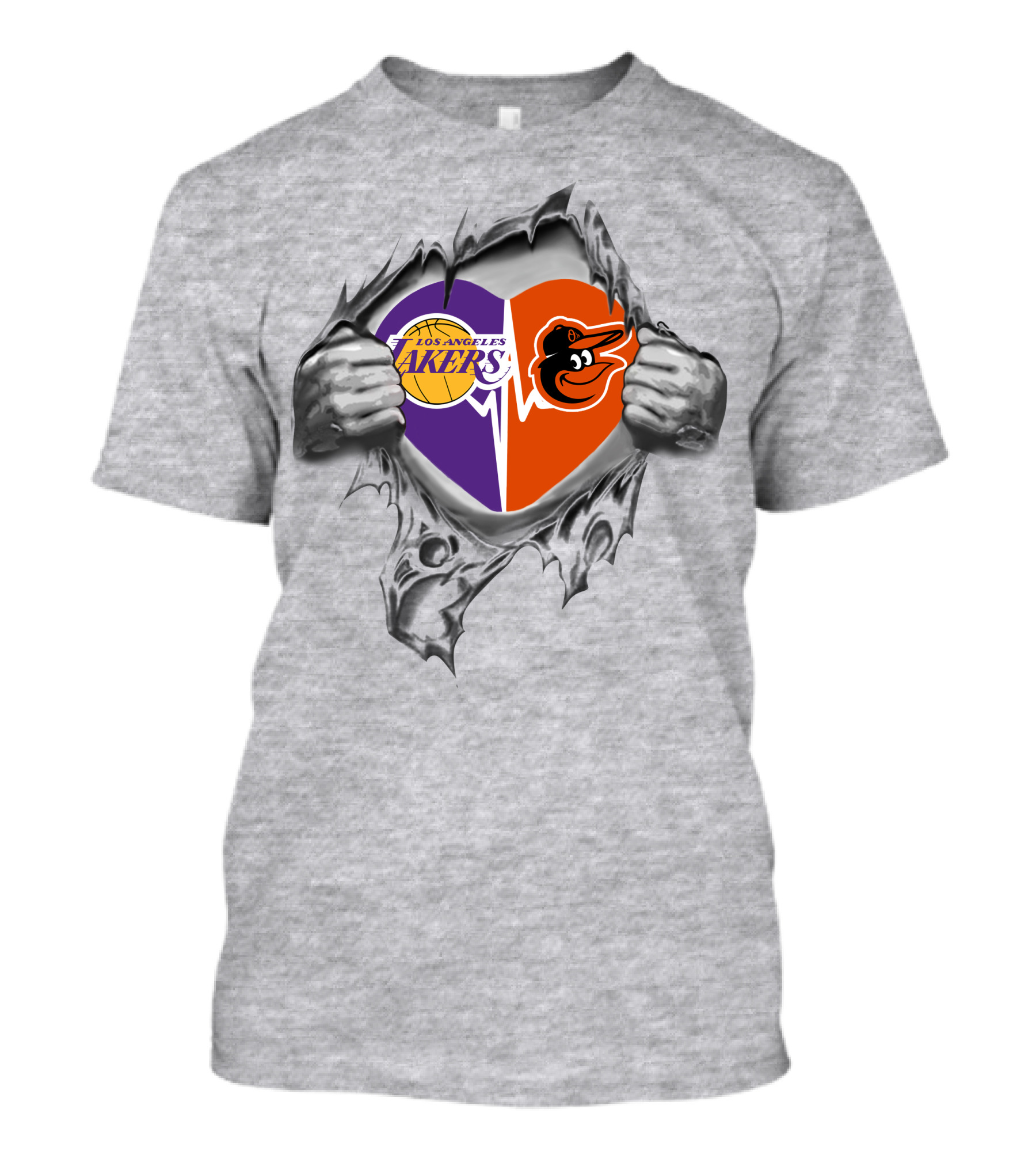 Los Angeles Lakers Baltimore Orioles Heartbeat Passion T-Shirt